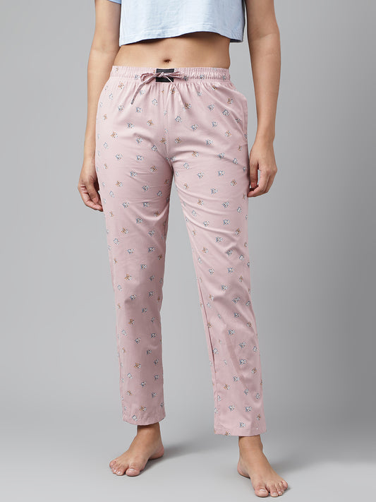 Peach Women Printed Cotton Pyjama