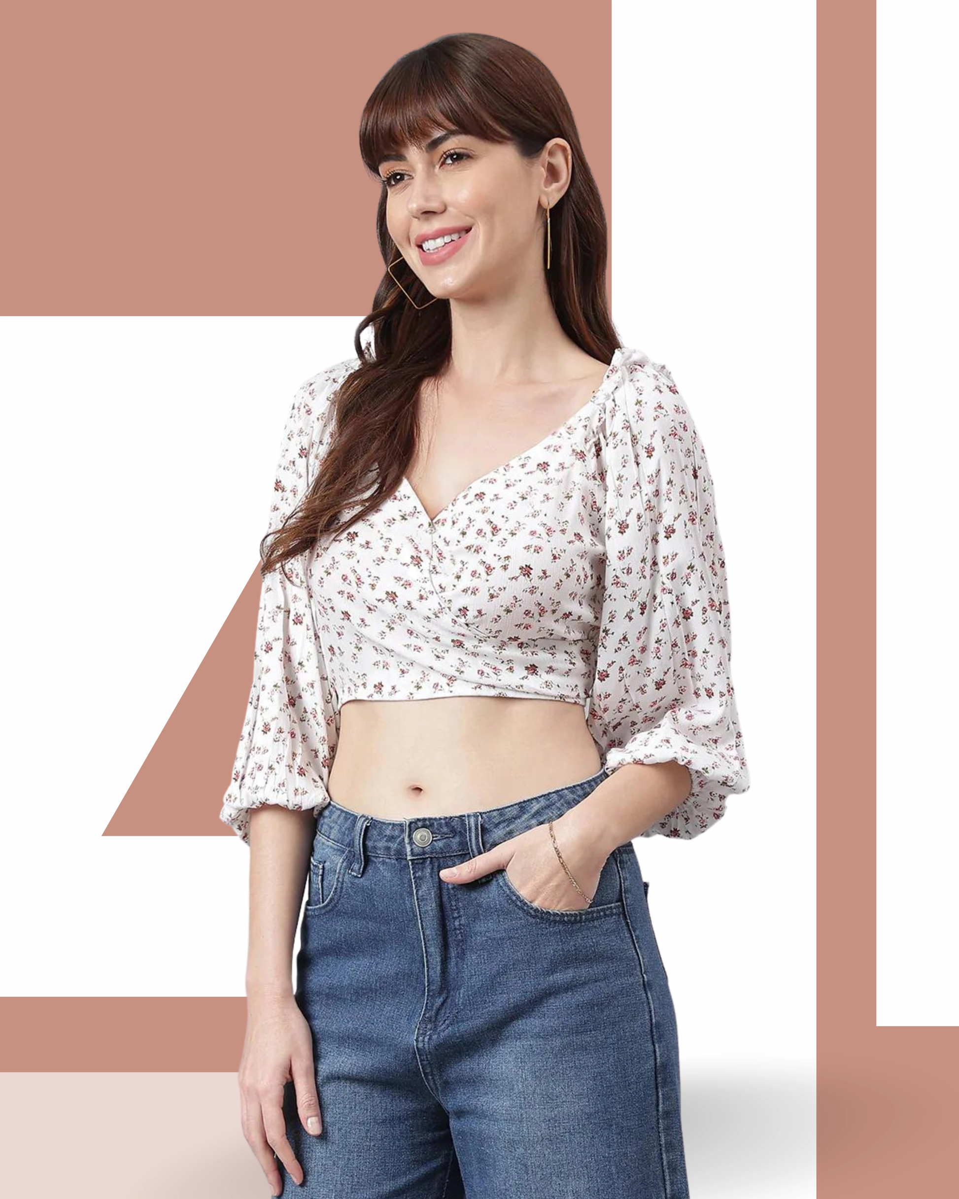 FLAMBOYANTTREND Back Smocked Crop Top By Flamboyant Tops