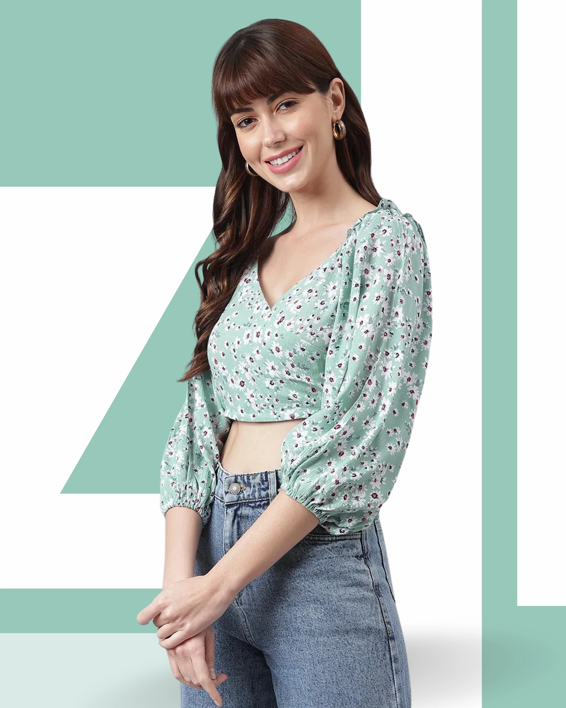 FLAMBOYANTTREND Back Smocked Crop Top By Flamboyant Tops