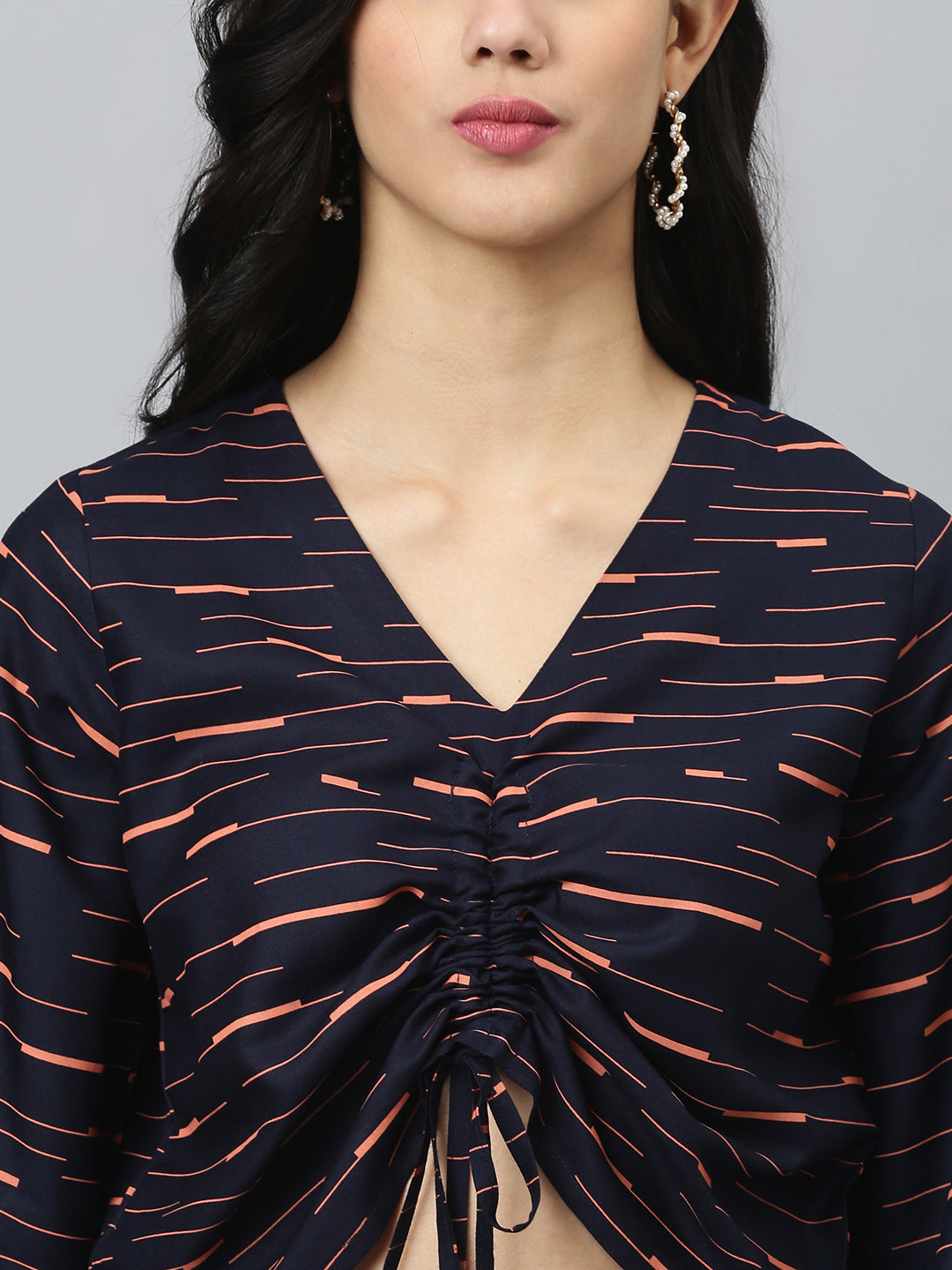 FLAMBOYANTTREND Orange Stripes Crop Top By Flamboyant Top