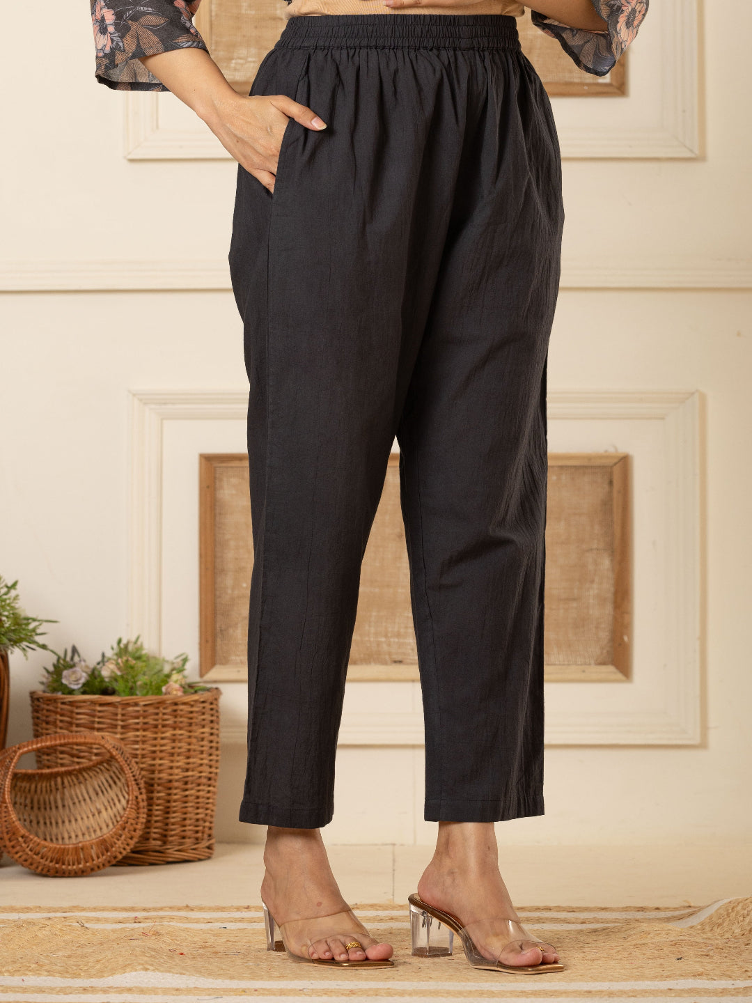 Black Schiffli Straight Kurta with Embroidered Round Neck and Pant with Dupatta By Flamboyant flamboyanttrend.myshopify.com