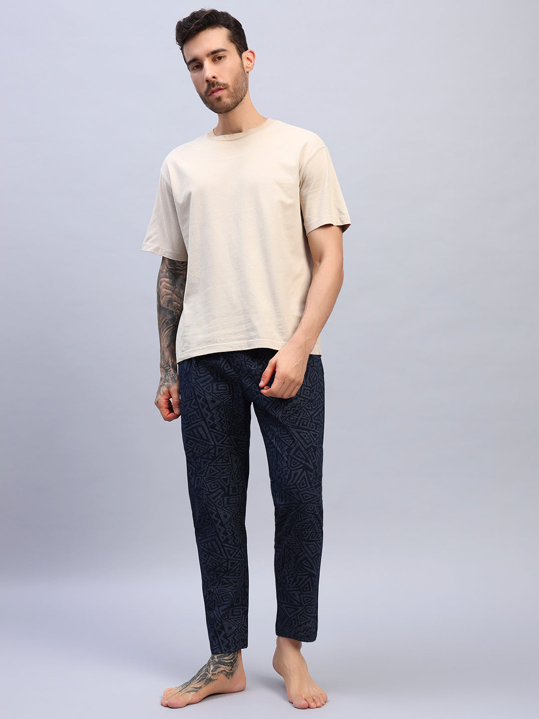 Men Blue Pure Cotton Pyjama
