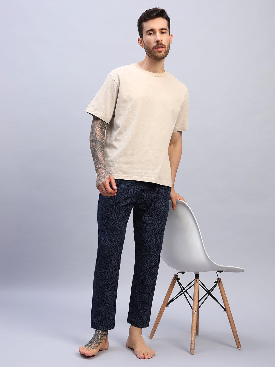 Men Blue Pure Cotton Pyjama
