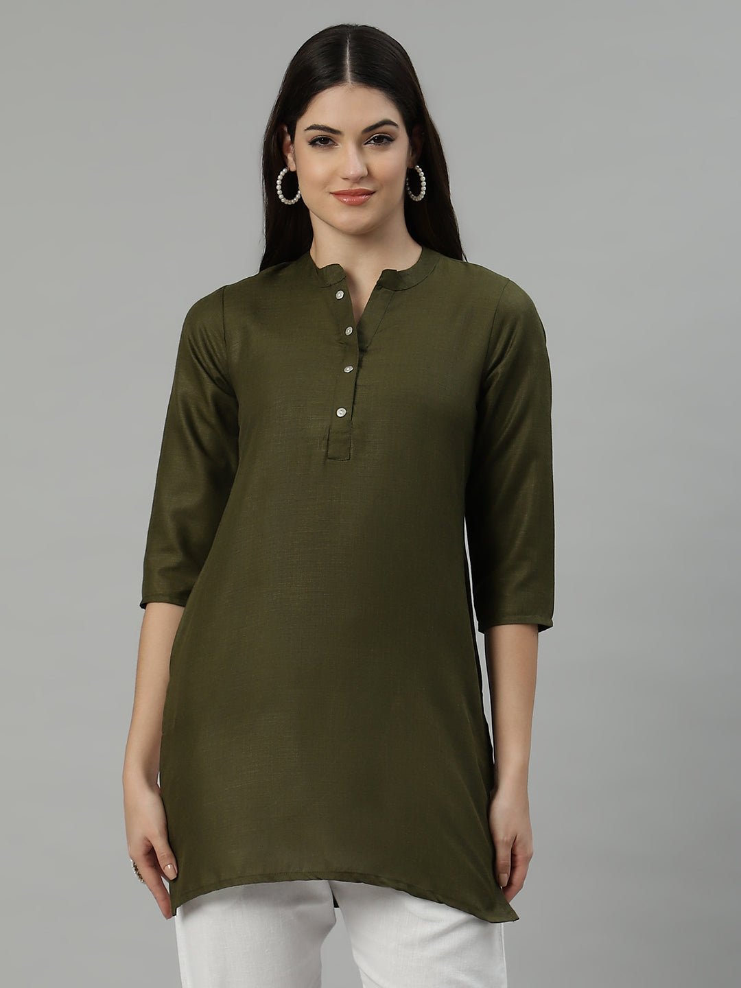 Flamboyant Cotton Solid A-line Women Kurti