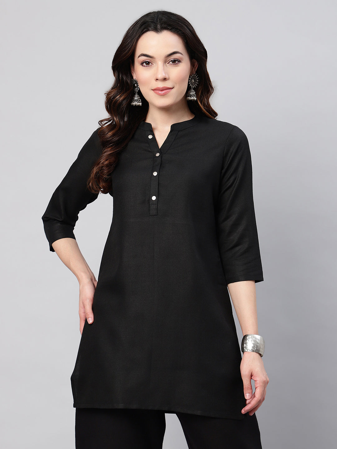 Flamboyant Cotton Solid A-line Women Kurti
