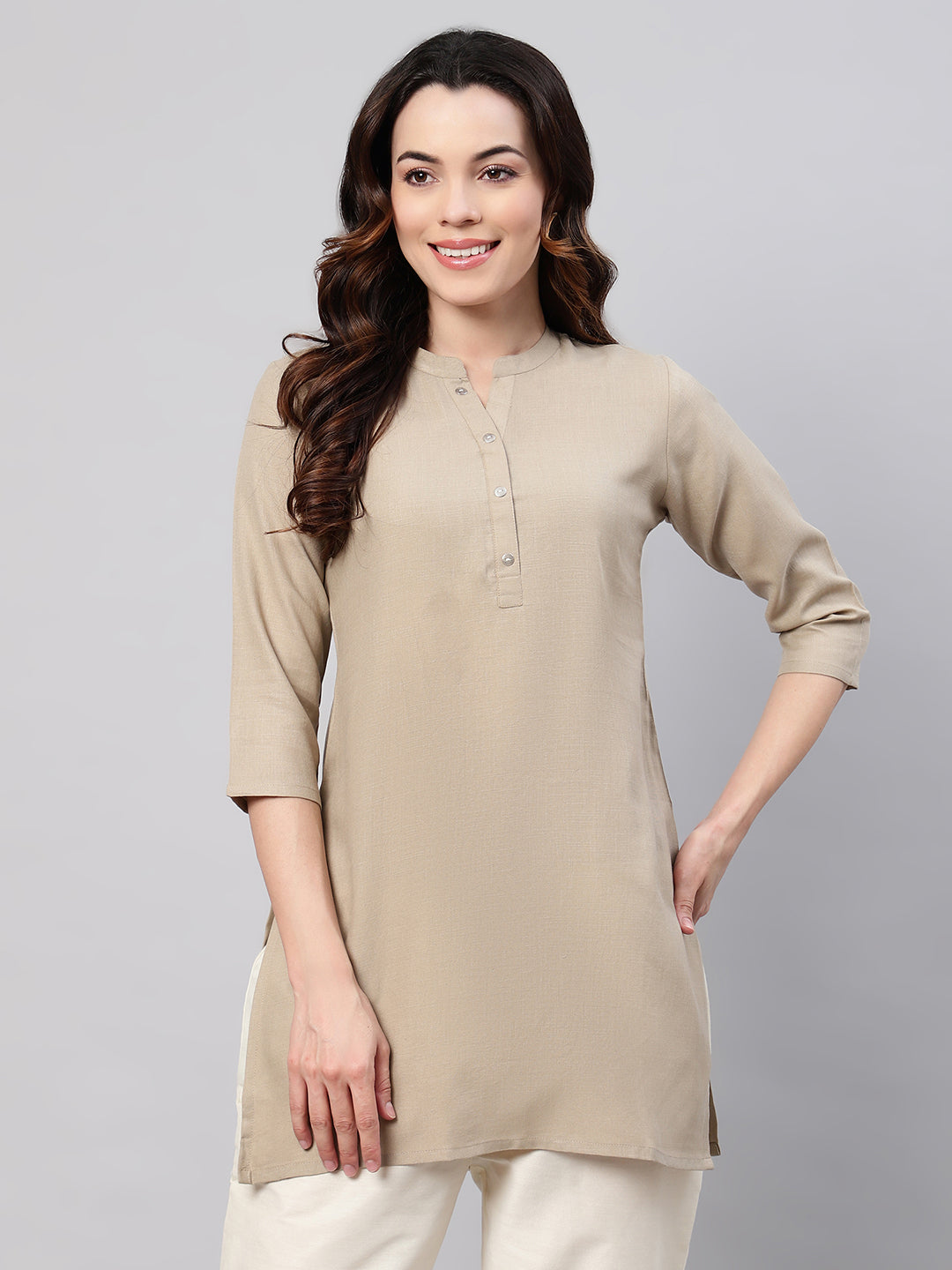 Flamboyant Cotton Solid A-line Women Kurti