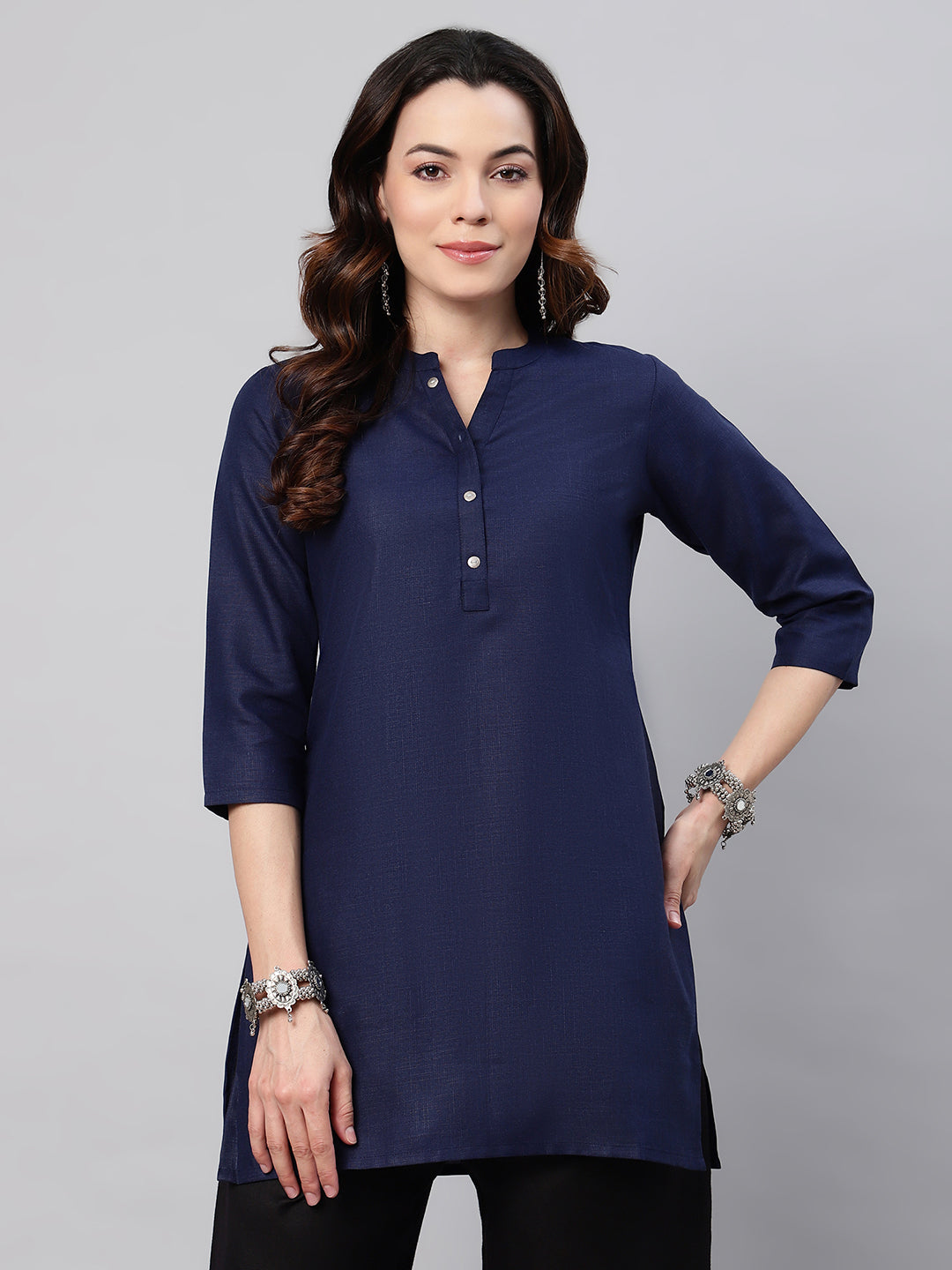 Flamboyant Cotton Solid A-line Women Kurti