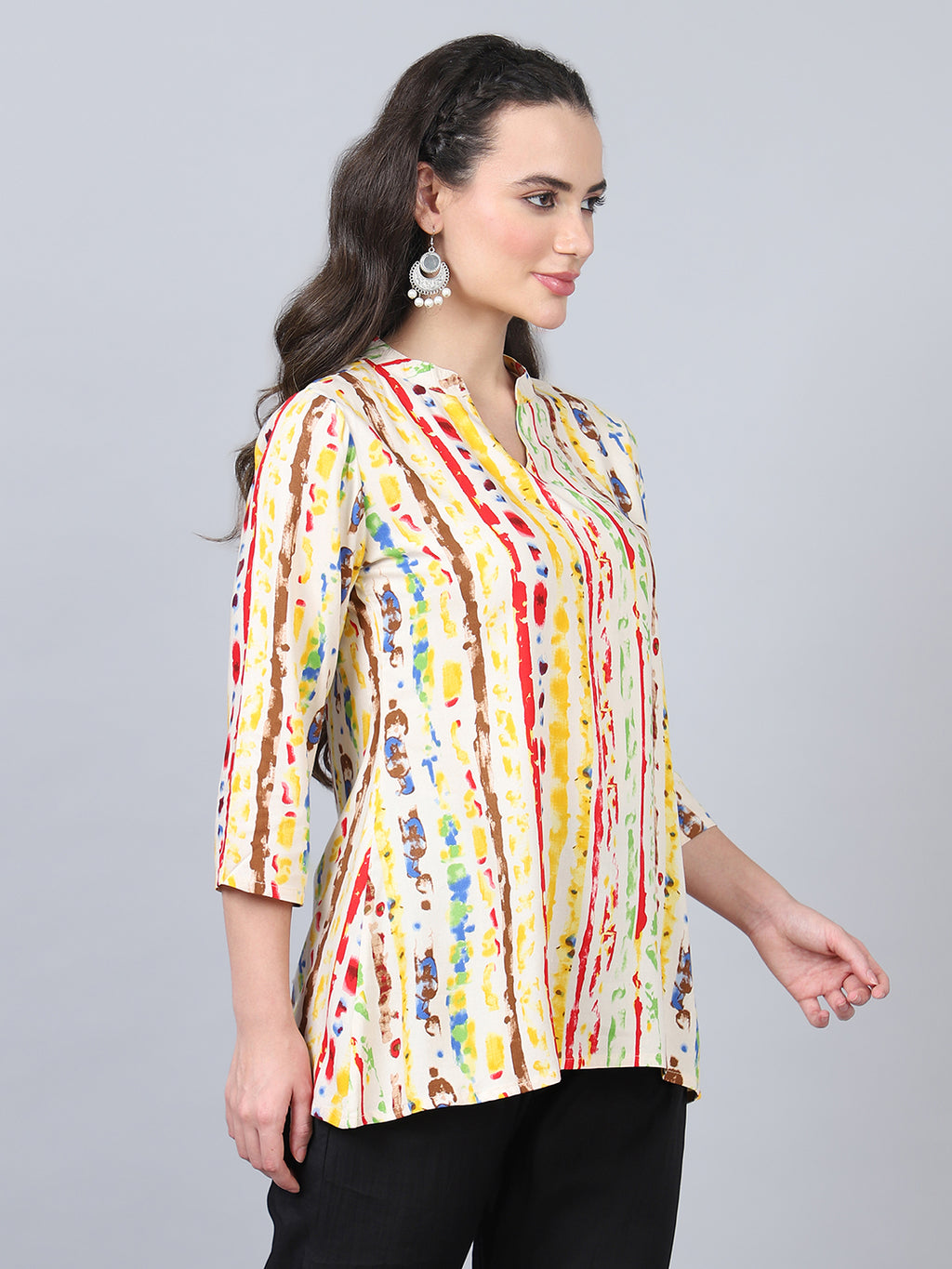 Flamboyant Yellow Printed Women Regular Top
