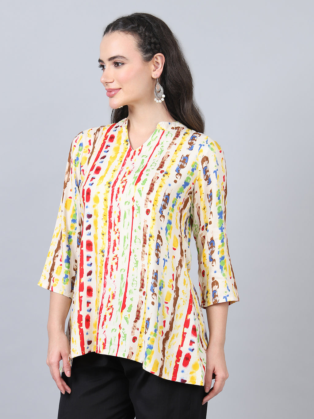 Flamboyant Yellow Printed Women Regular Top