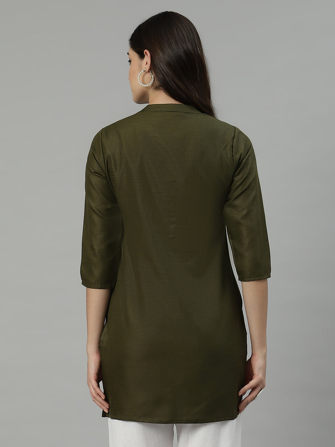 Flamboyant Cotton Solid A-line Women Kurti