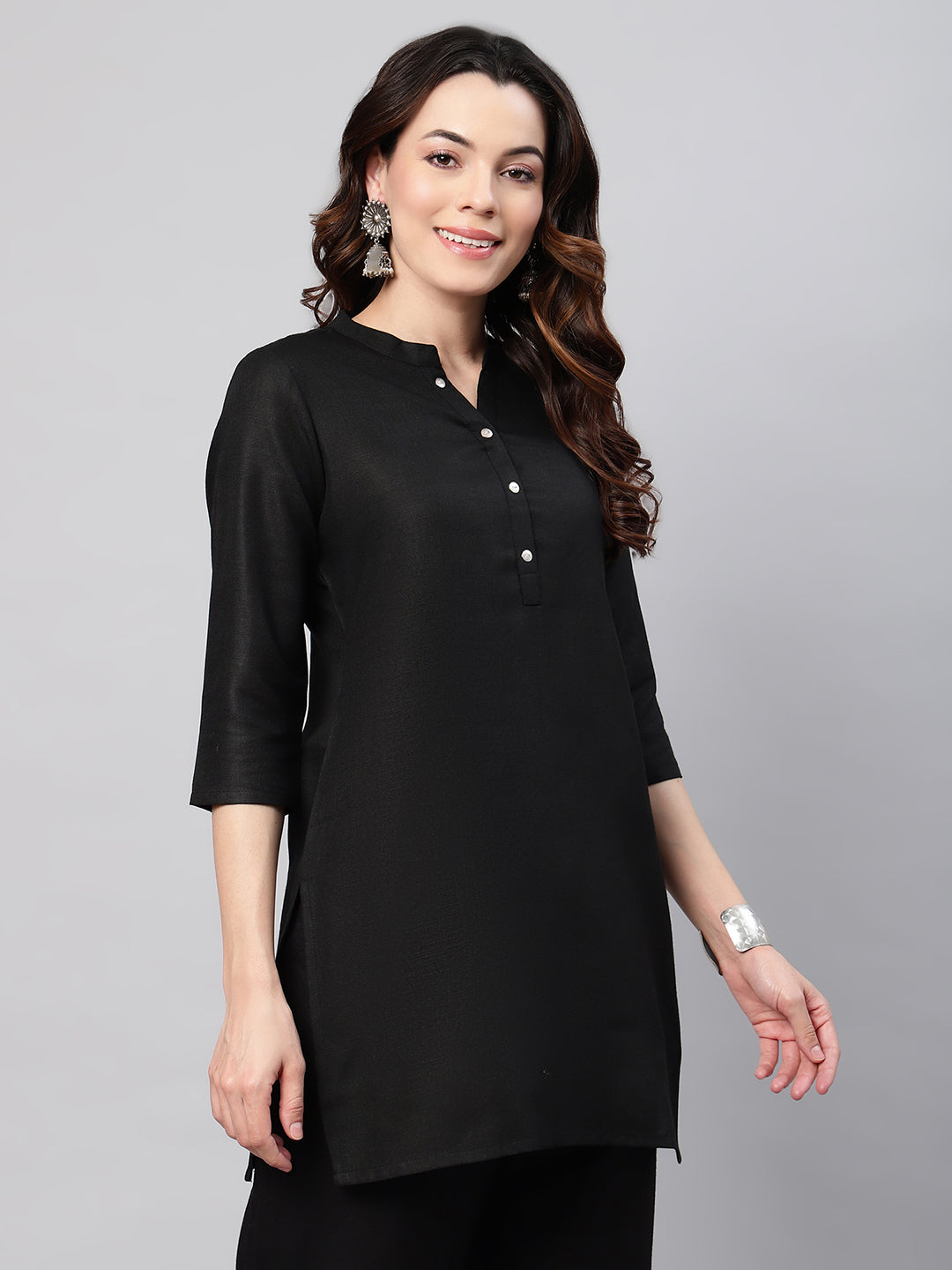 Flamboyant Cotton Solid A-line Women Kurti
