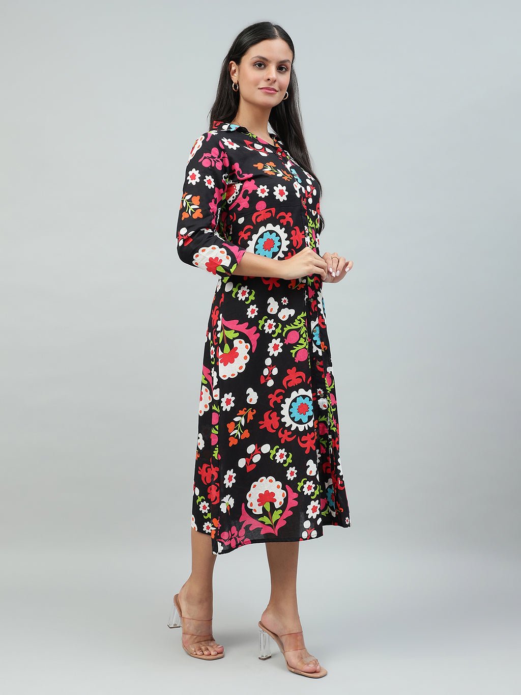 Flamboyant Black Floral Print Cotton Dress for Women FLAMBOYANTTREND flamboyanttrend.myshopify.com