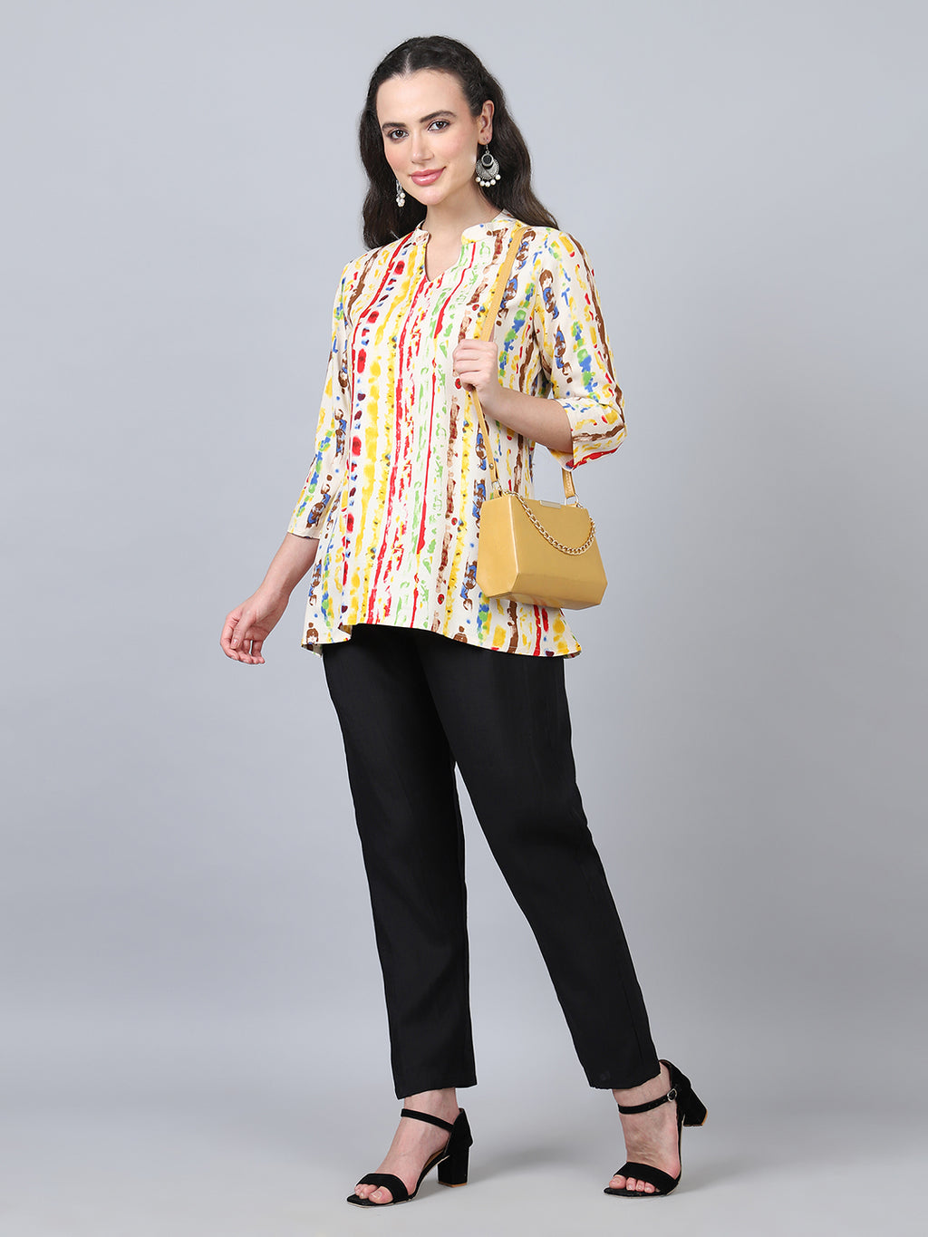 Flamboyant Yellow Printed Women Regular Top