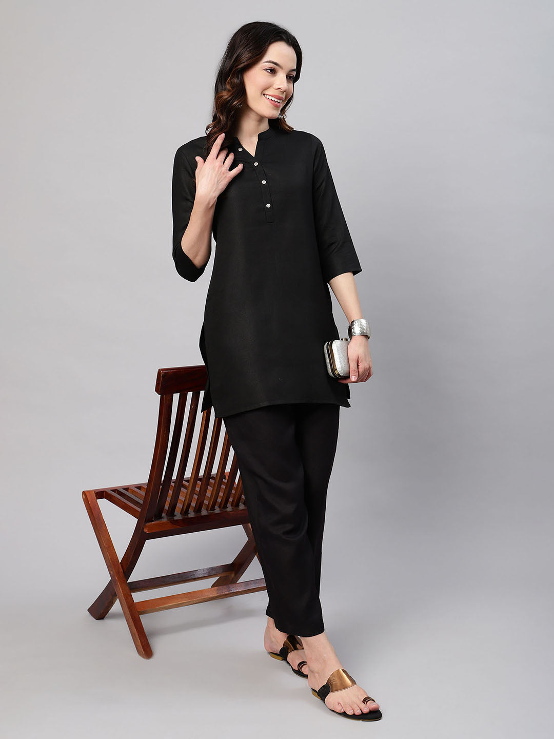 Flamboyant Cotton Solid A-line Women Kurti