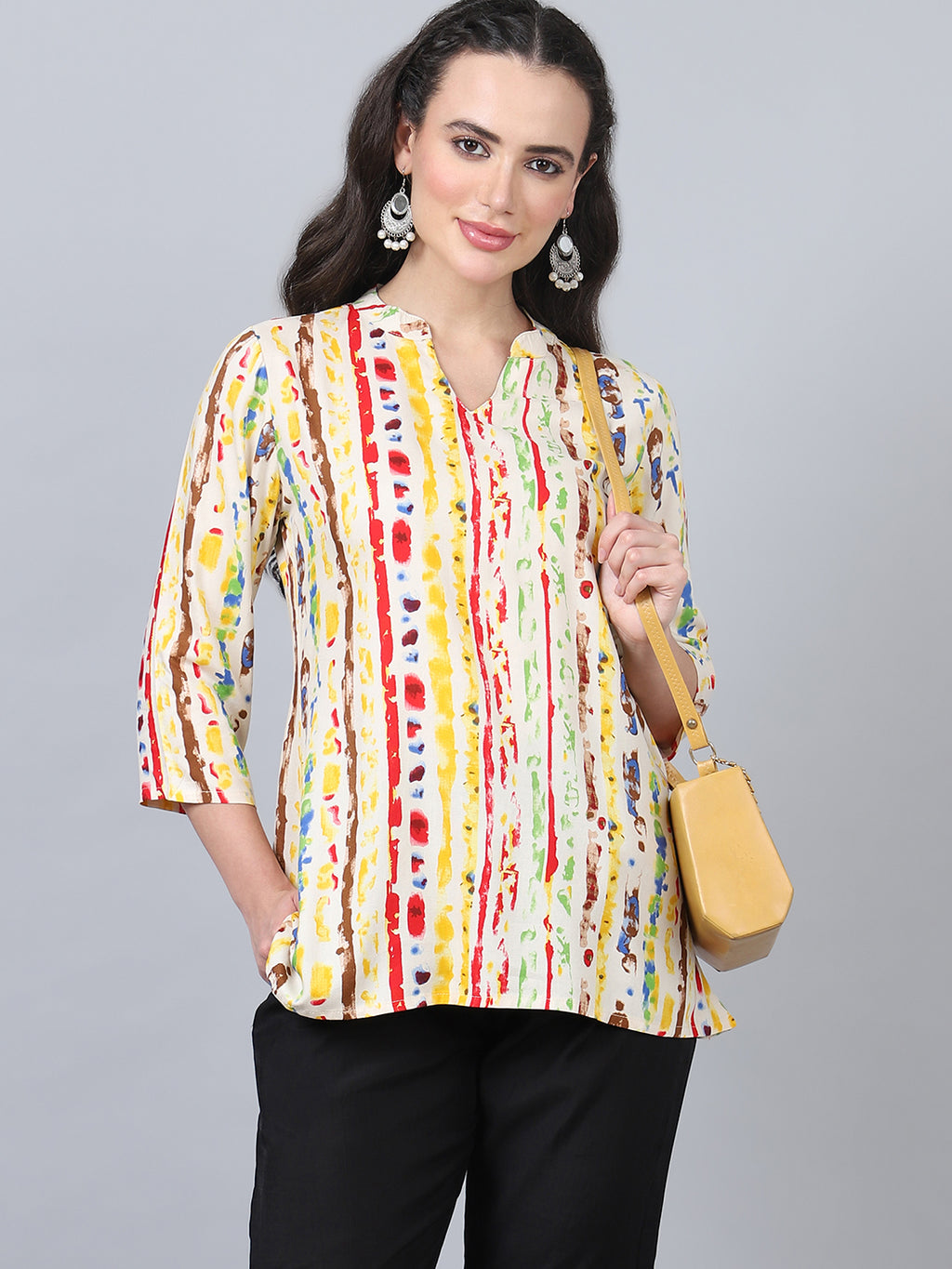Flamboyant Yellow Printed Women Regular Top