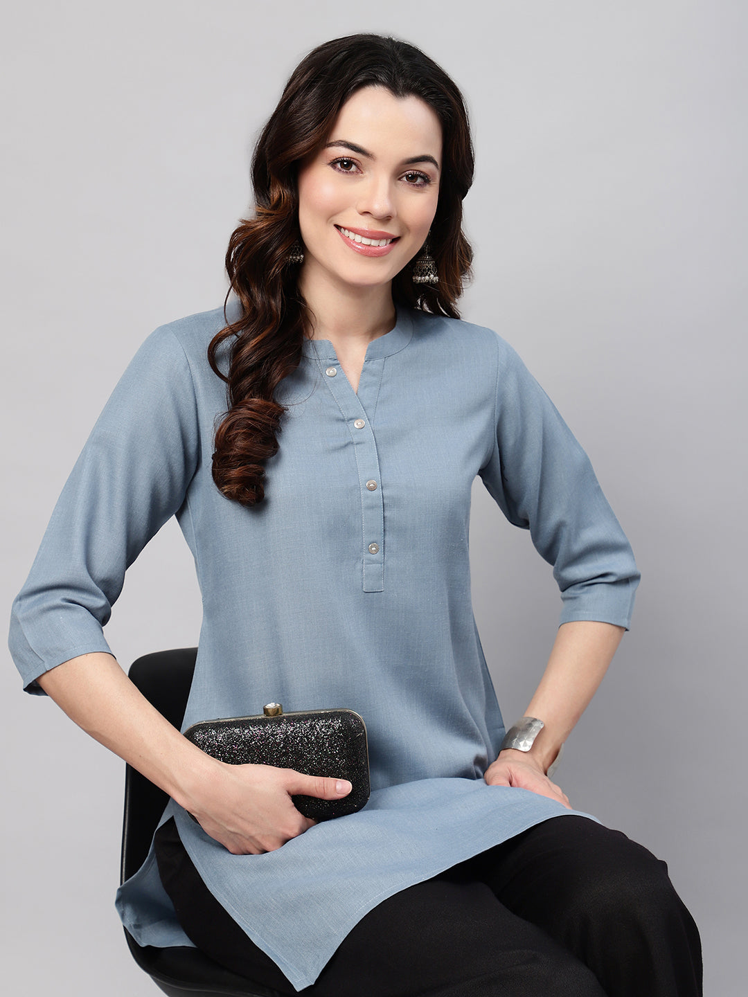Flamboyant Cotton Solid A-line Women Kurti