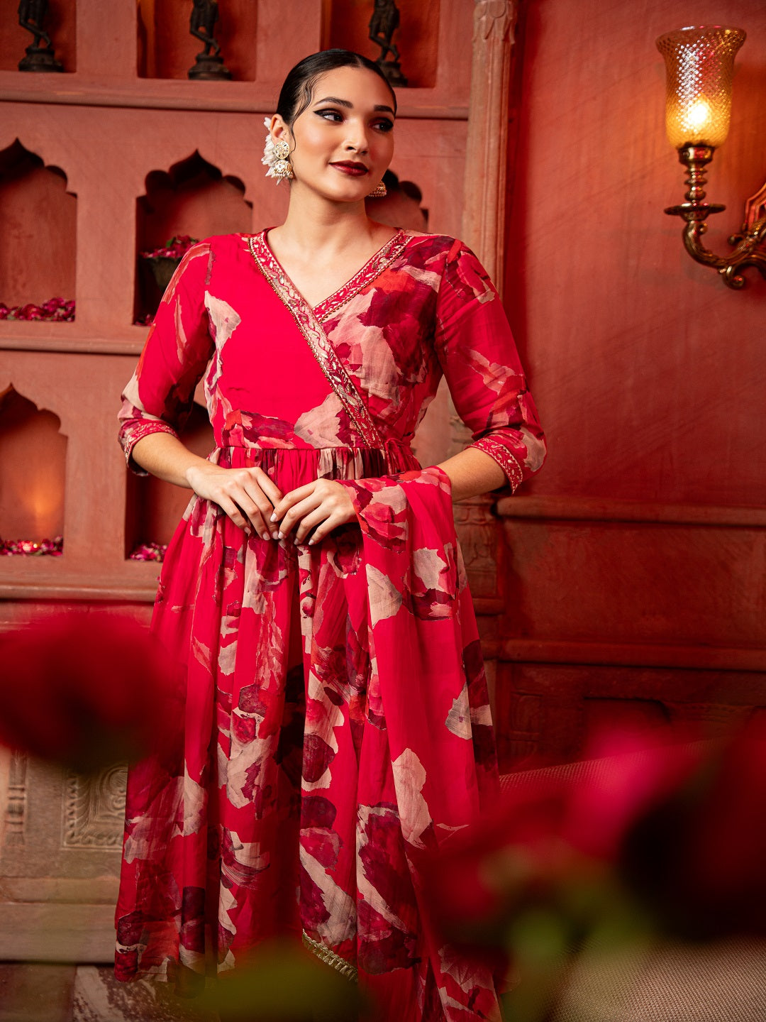 Flamboyant Printed Angarakha Style Kurta Pant Set with Dupatta 2nd