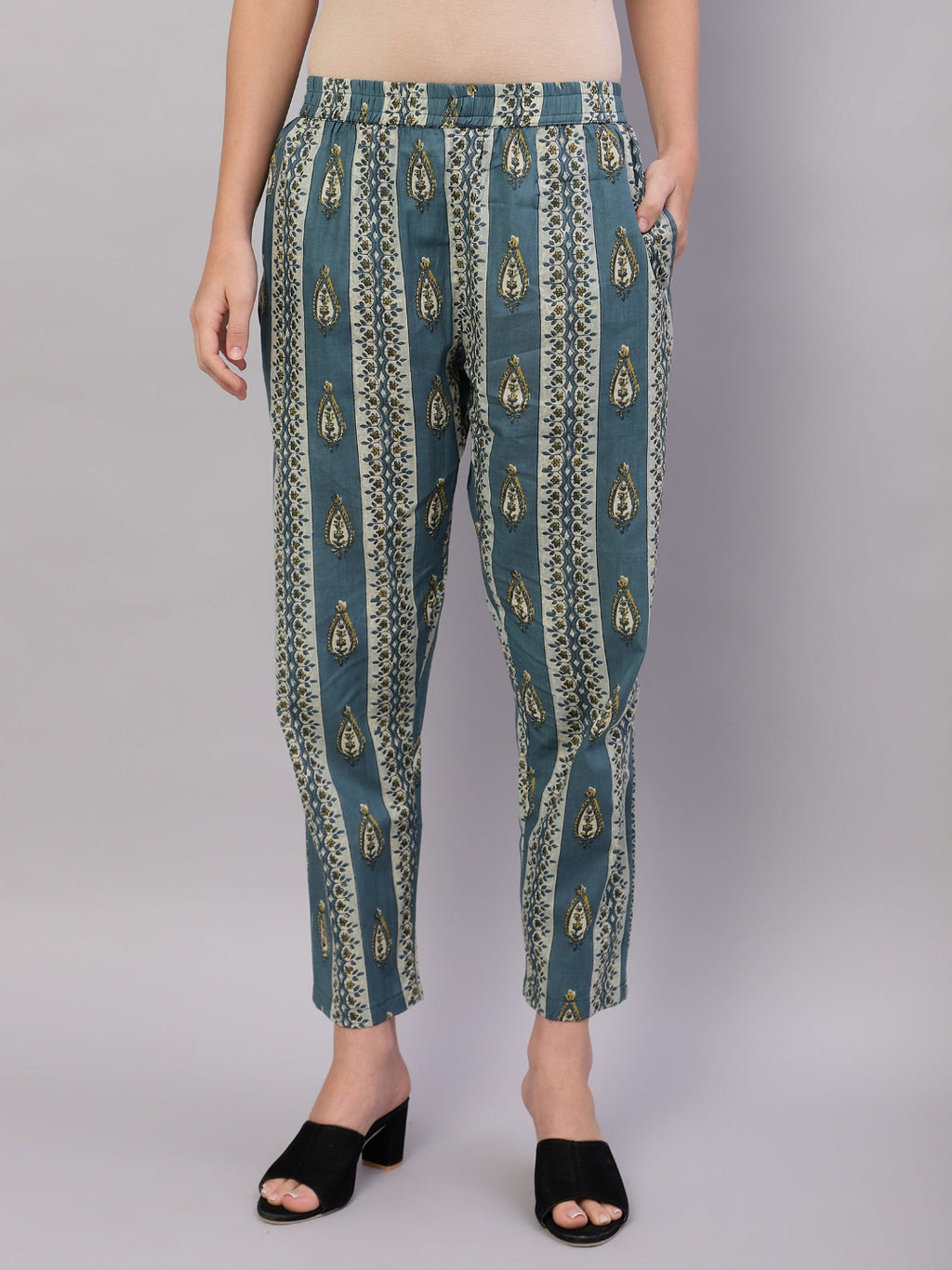FLAMBOYANTTREND Blue Ethnic Motifs Floral Print Kurta with Trousers & Dupatta By Flamboyant 3 pcs set kurta kurta set Pant Women kurta set