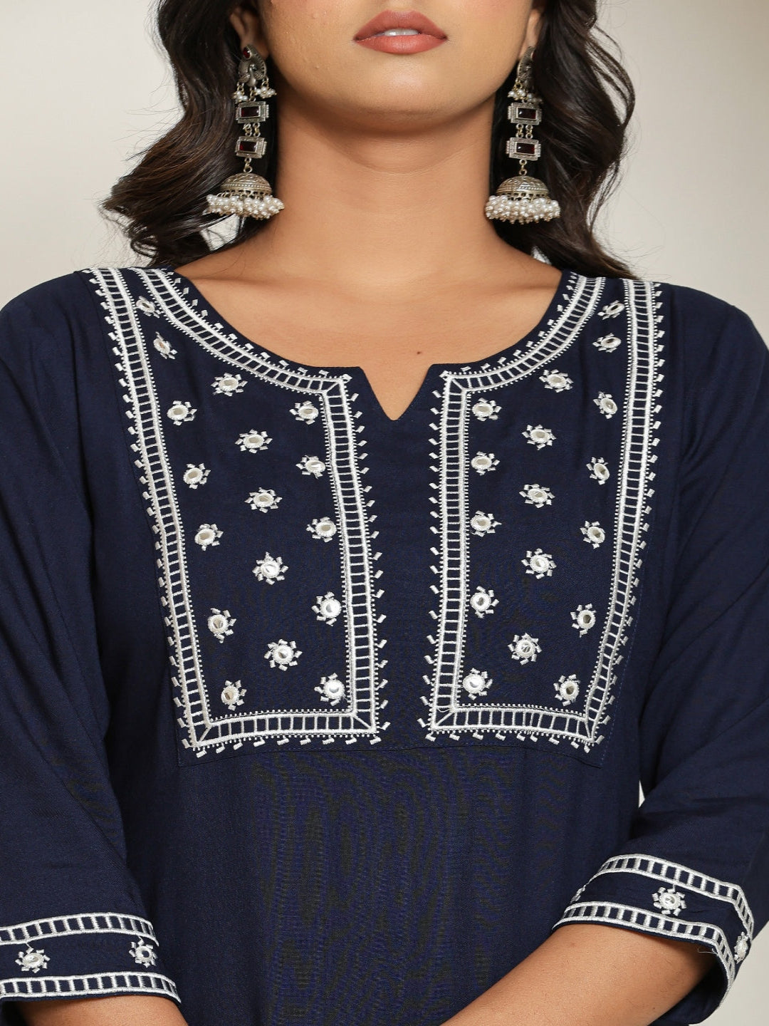 Blue Royan Straight Kurta with Embroidered  V- Nack and Pant with Dupatta 3rd