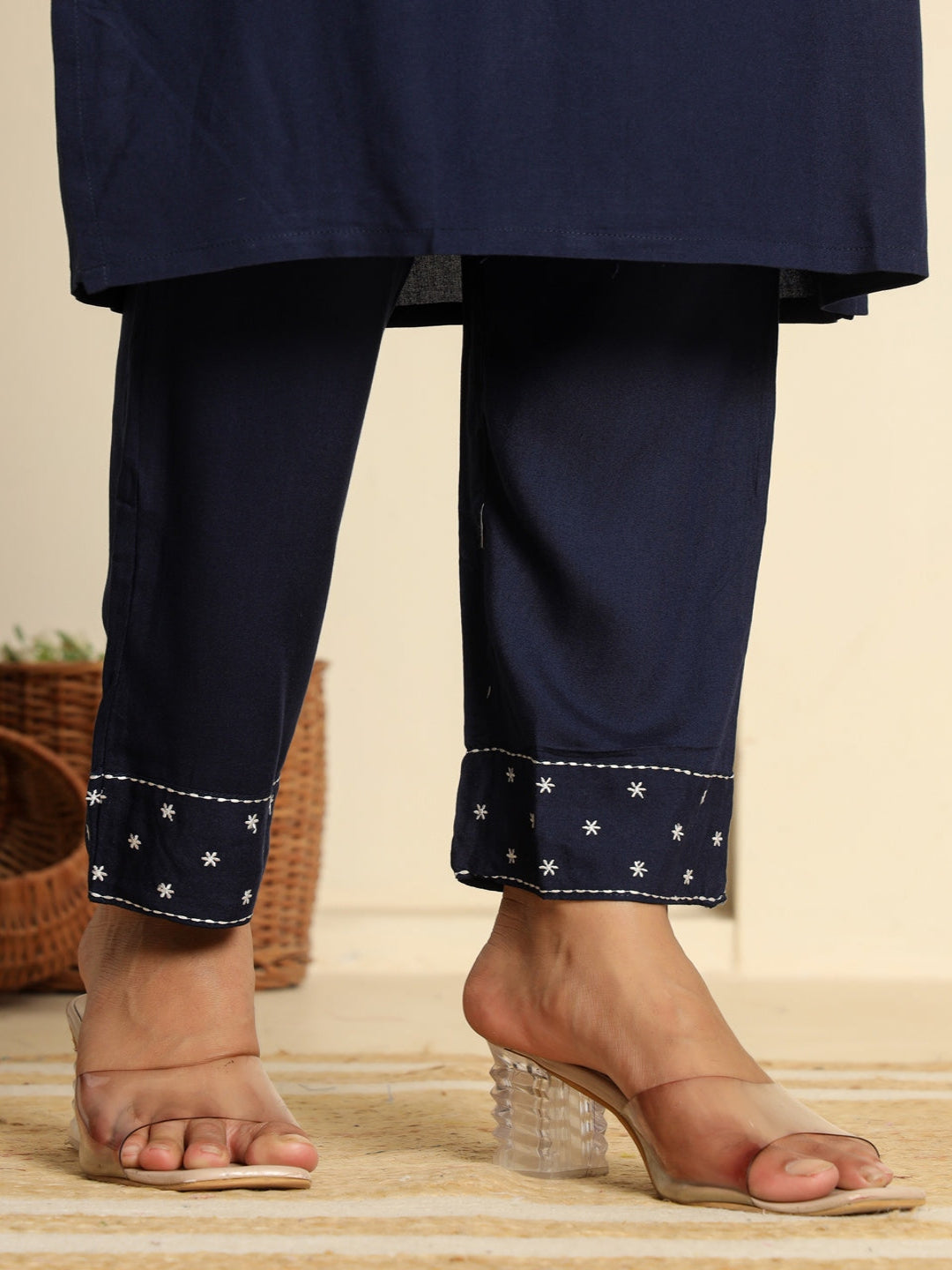 Blue Royan Straight Kurta with Embroidered V- Nack and Pant with Dupatta 6th