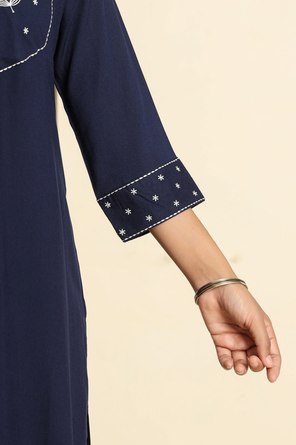 Blue Royan Straight Kurta with Embroidered V- Nack and Pant with Dupatta 7th