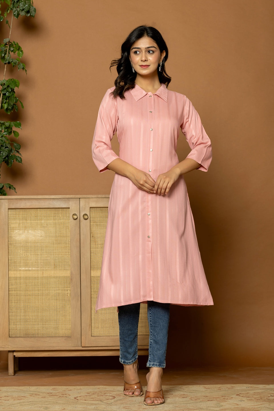 Green Rayon Kurta for Women - Elegant Button-Down Design for Everyday Style