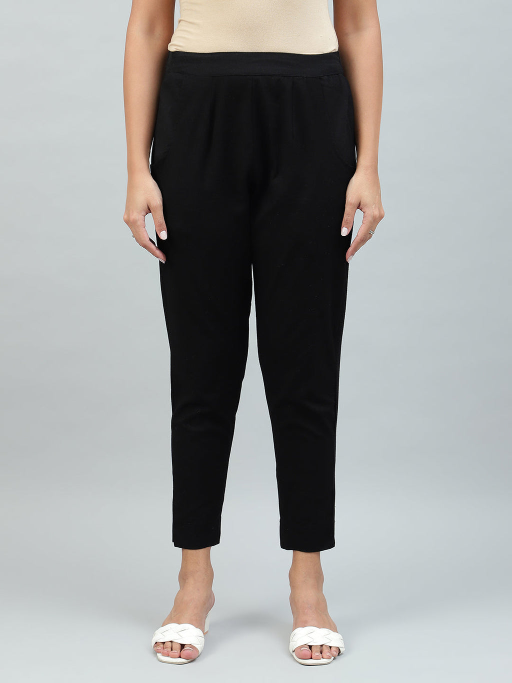 Flamboyant Black Cassual Cotton Solid Women Pant. 1st
