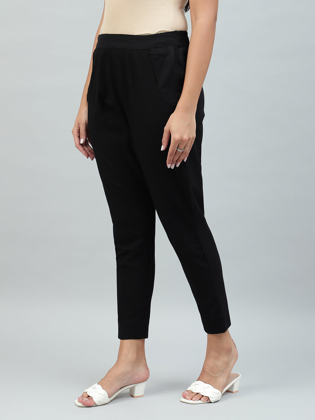 Flamboyant Black Cassual Cotton Solid Women Pant. 2nd

