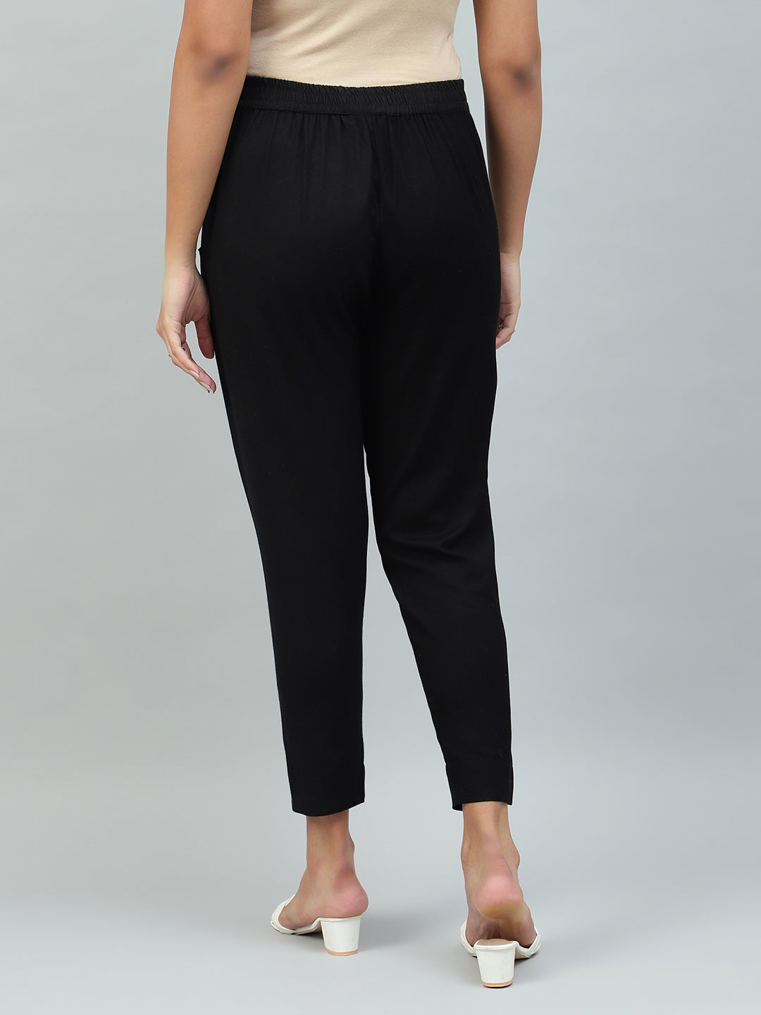 Flamboyant Black Cassual Cotton Solid Women Pant. 3rd
