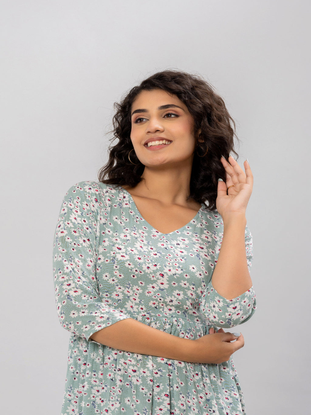Flamboyant Green Printed Rayon Dress For Women 10th

