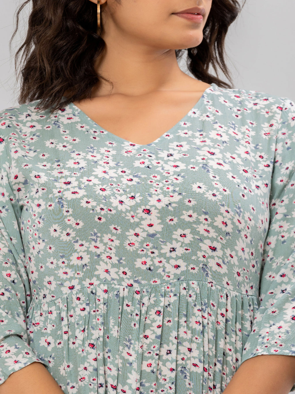 Flamboyant Green Printed Rayon Dress For Women 11th
