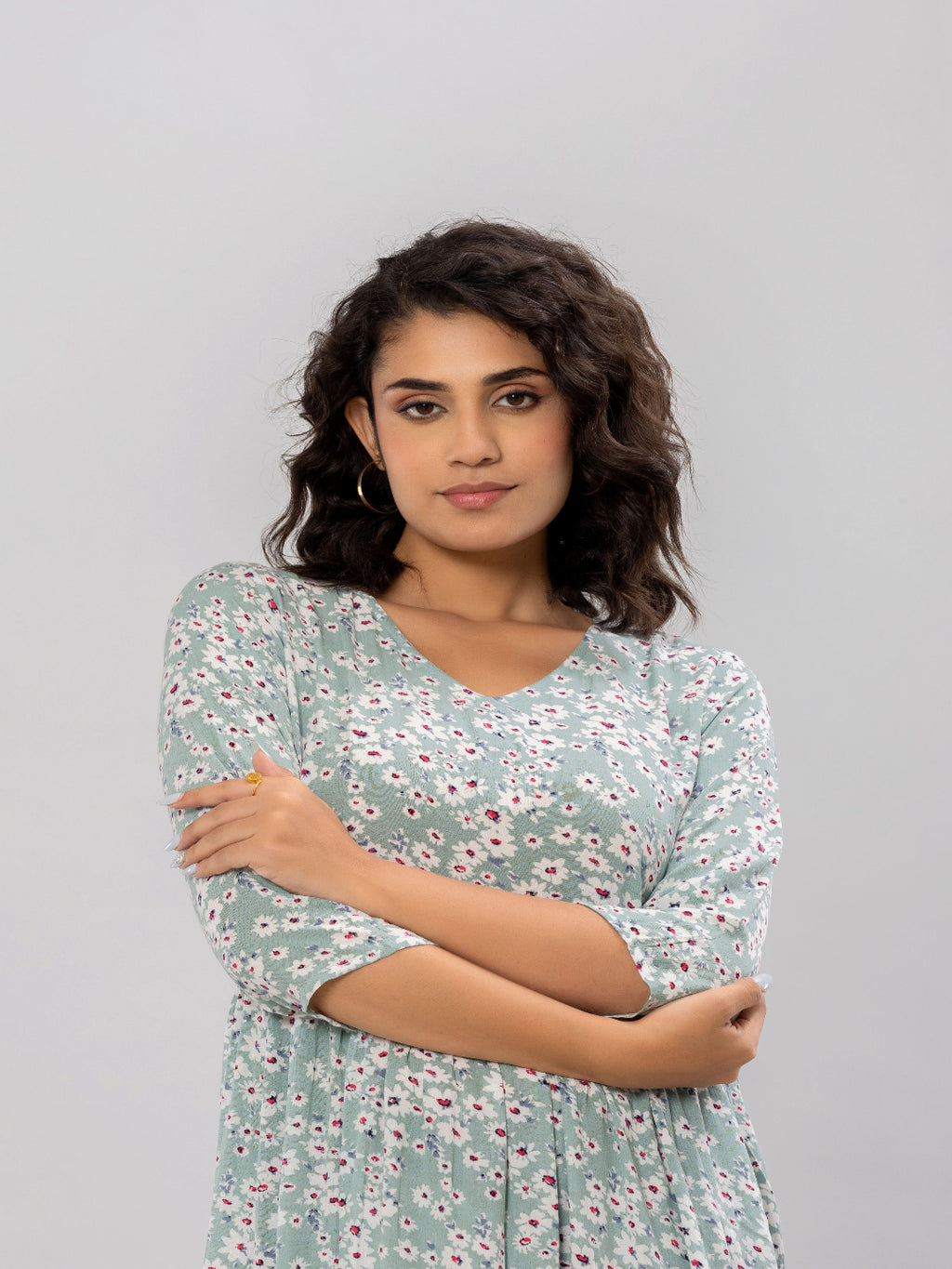 Flamboyant Green Printed Rayon Dress For Women 9th
