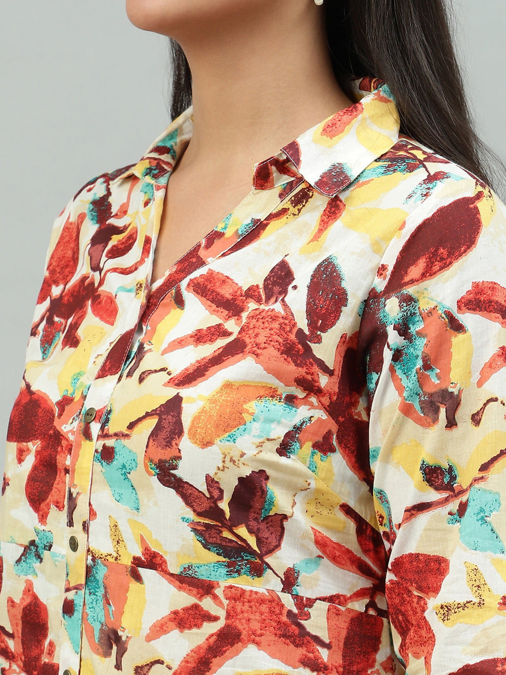 Flamboyant Peach Floral Print Cotton Dress for Women 7th
