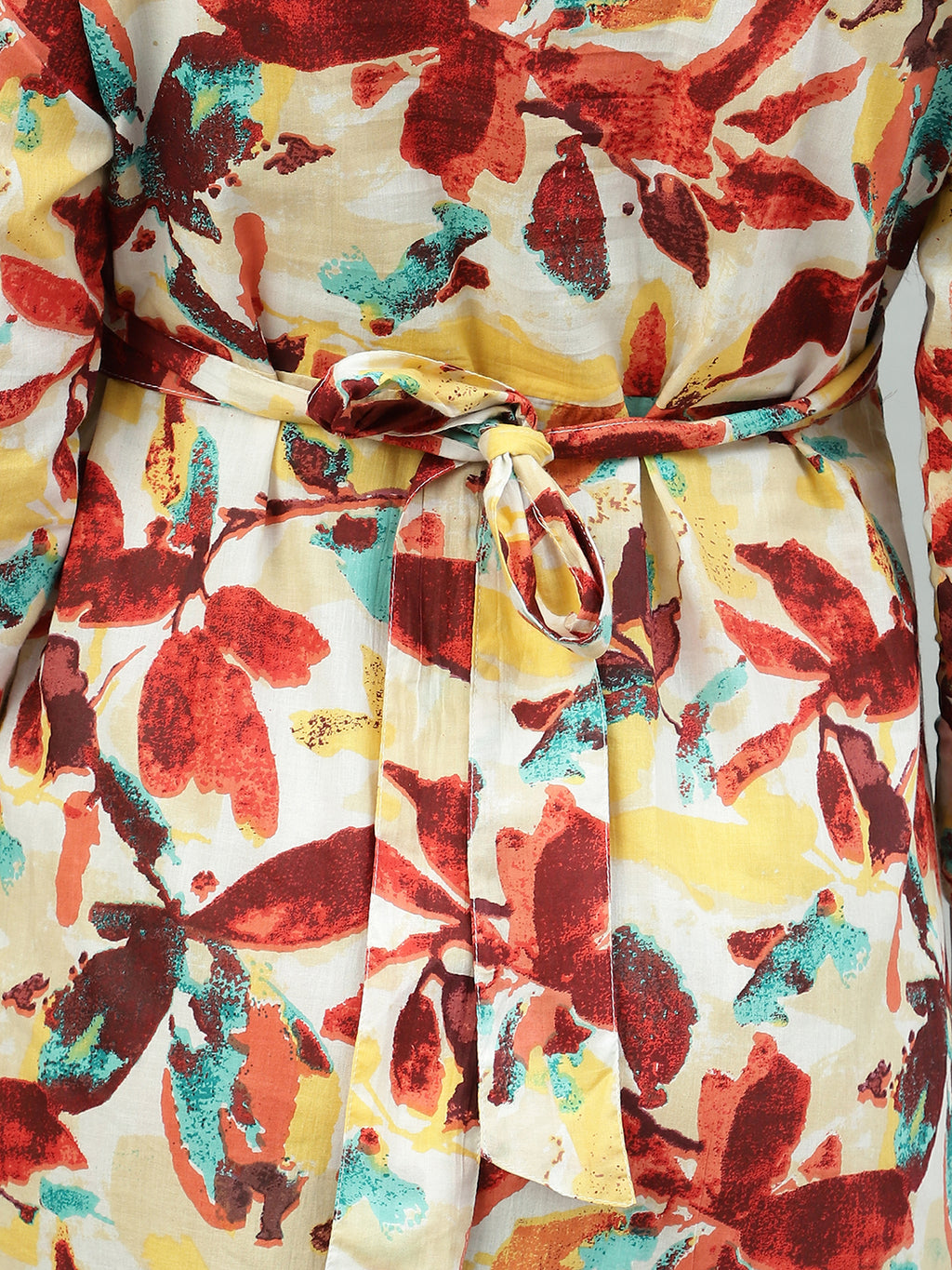 Flamboyant Peach Floral Print Cotton Dress for Women 8th
