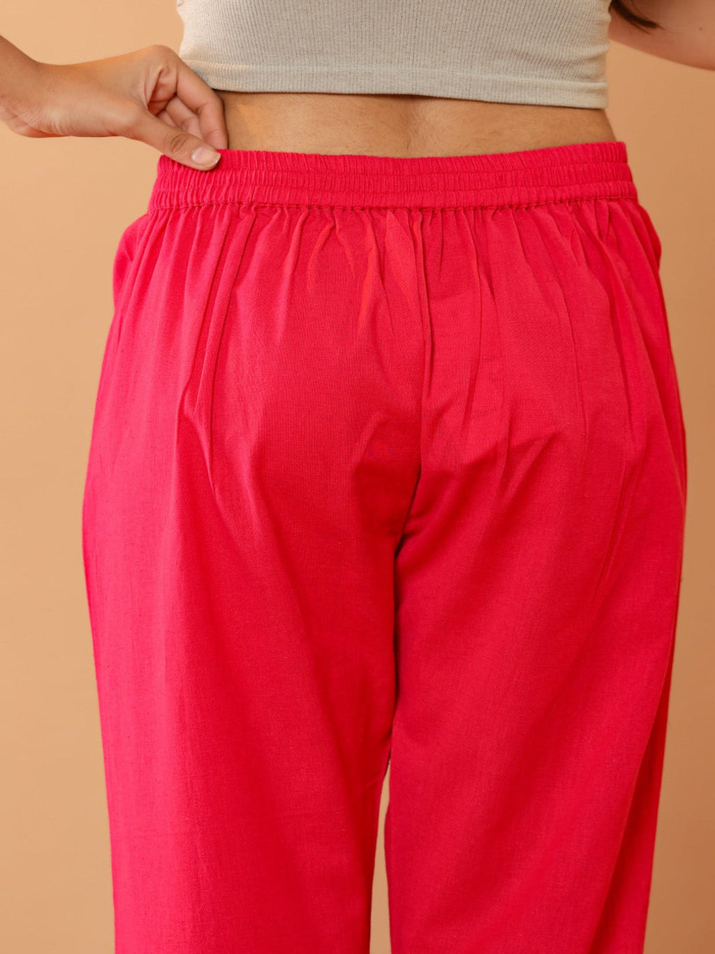 Flamboyant Pink Cassual Cotton Solid Women Pant. 2nd
