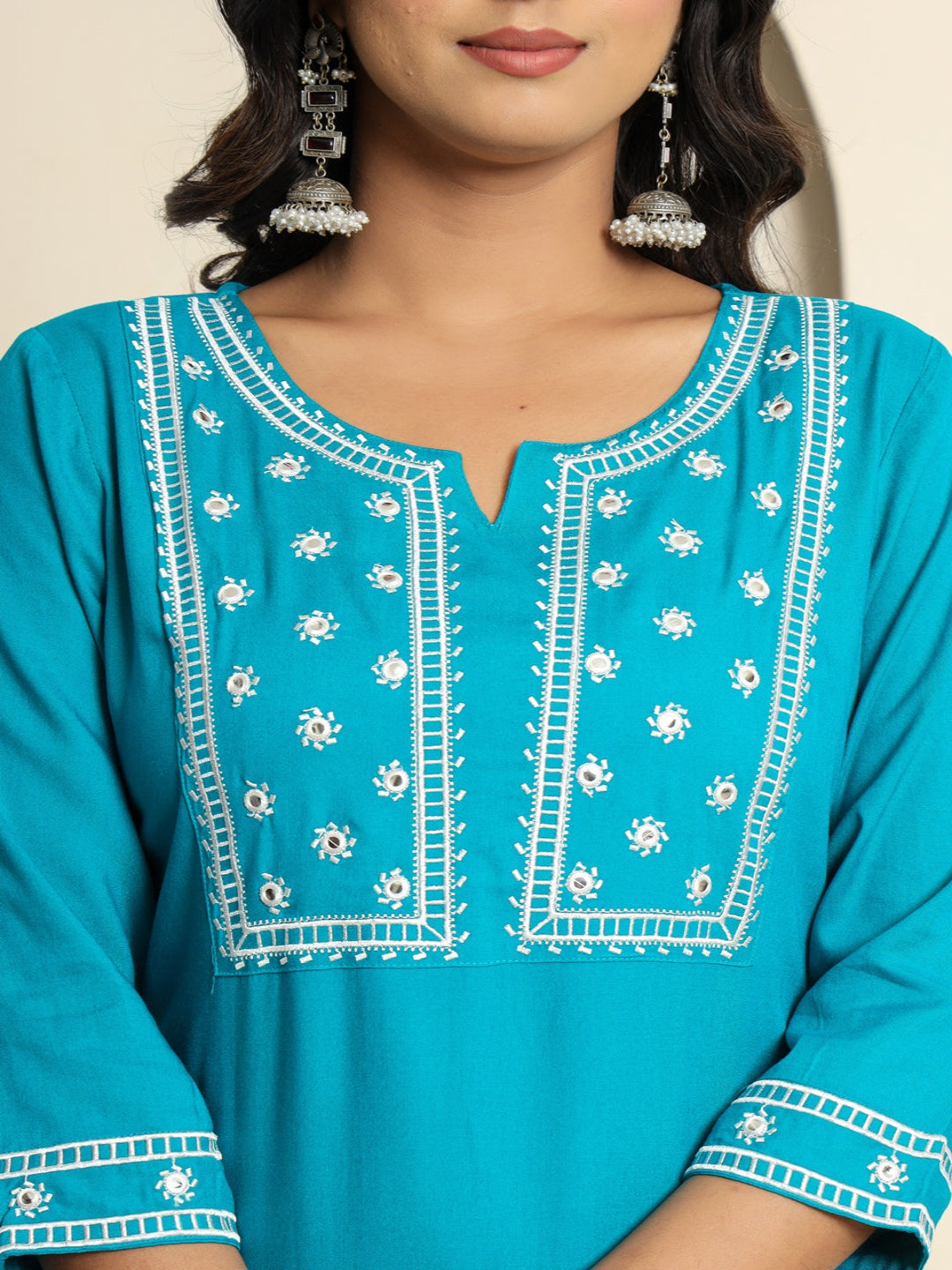 Light blue Royan Straight Kurta with Embroidered V- Nack and Pant with Dupatta 3rd