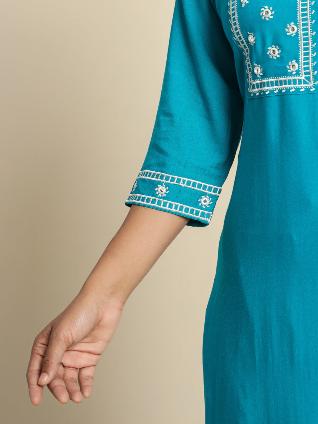 Light blue Royan Straight Kurta with Embroidered V- Nack and Pant with Dupatta 8th