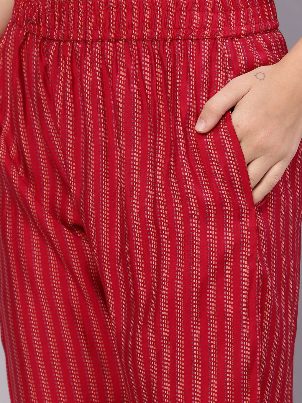 FLAMBOYANTTREND Red Ethnic Motifs Floral Print Kurta with Trousers & Dupatta By Flamboyant 3 pcs set kurta kurta set Pant Women kurta set