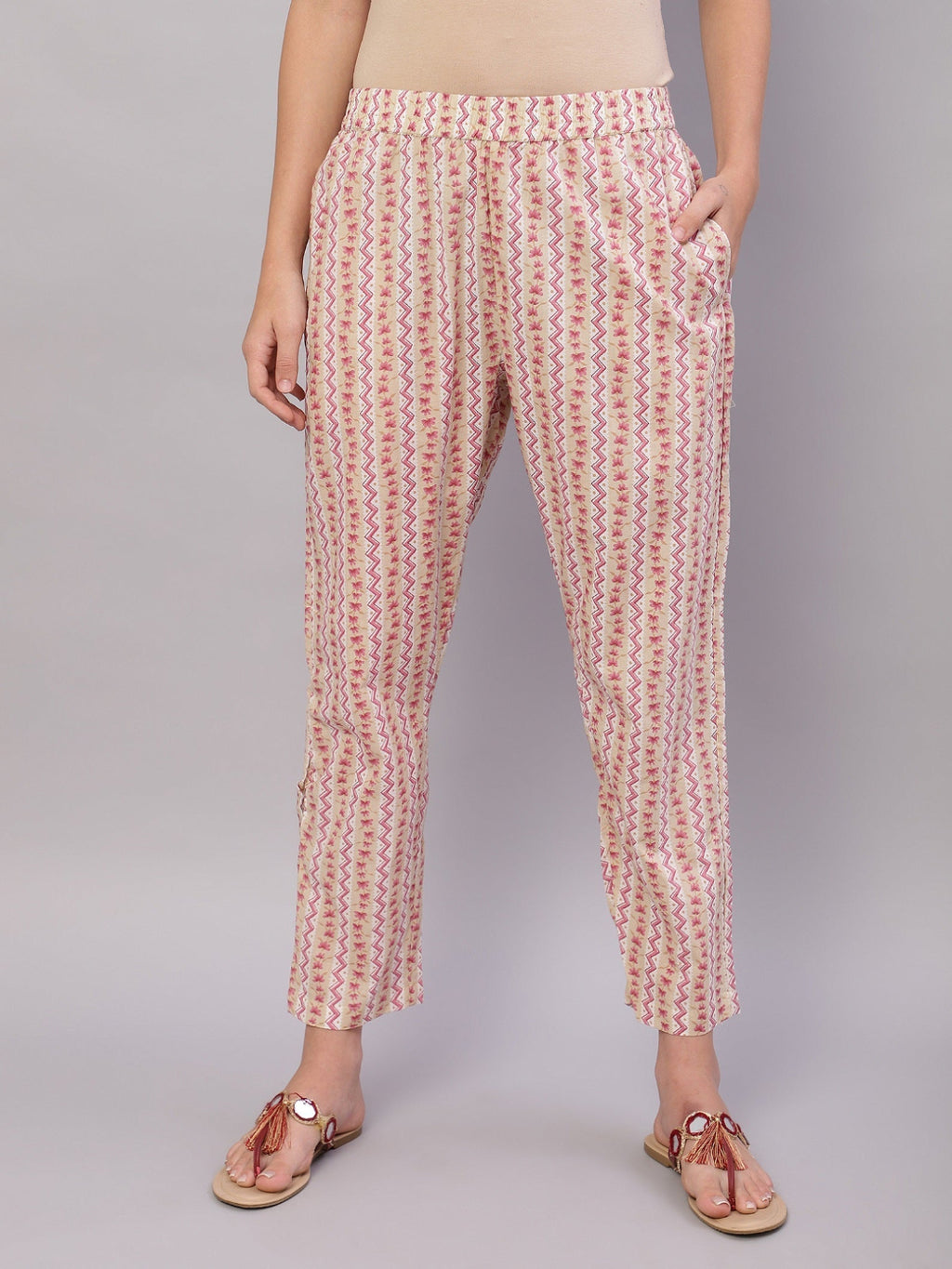 FLAMBOYANTTREND Women Beige Ethnic Motifs Floral Print Kurta with Trousers & Dupatta By Flamboyant 3 pcs set kurta kurta set Pant Women kurta set