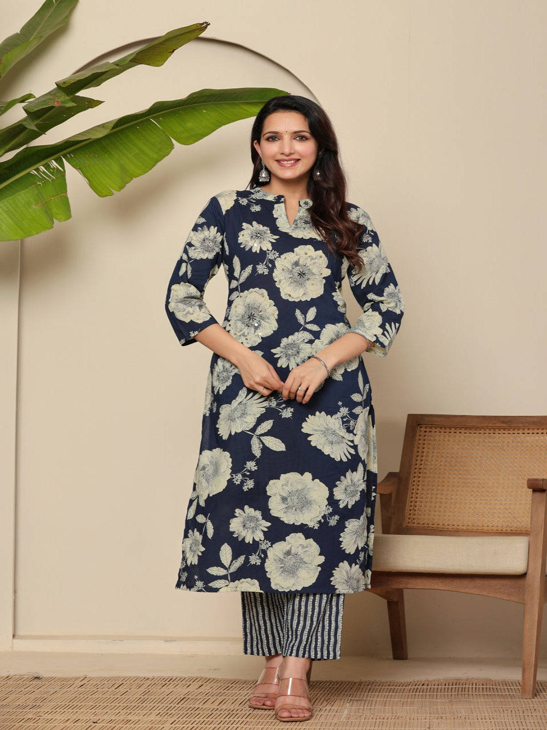 Women Printed Regular Pure Cotton Kurta With Trousers & Dupatta