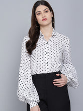 Load image into Gallery viewer, Flamboyant Casual Polka Print Women Shirt top | Shirt top for Women Stylish Western ( White)
