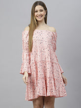 Load image into Gallery viewer, FLAMBOYANT Women Pink White Floral Off-Shoulder A-Line Dress
