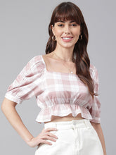 Load image into Gallery viewer, Flamboyant Rayon Checkered Women Top | Crop top for Women | Tops for Women Stylish Latest ( Pink)
