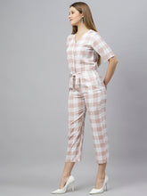 Load image into Gallery viewer, Brown White Checked Jumpsuit
