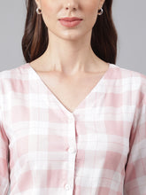 Load image into Gallery viewer, Pink White Checked Jumpsuit
