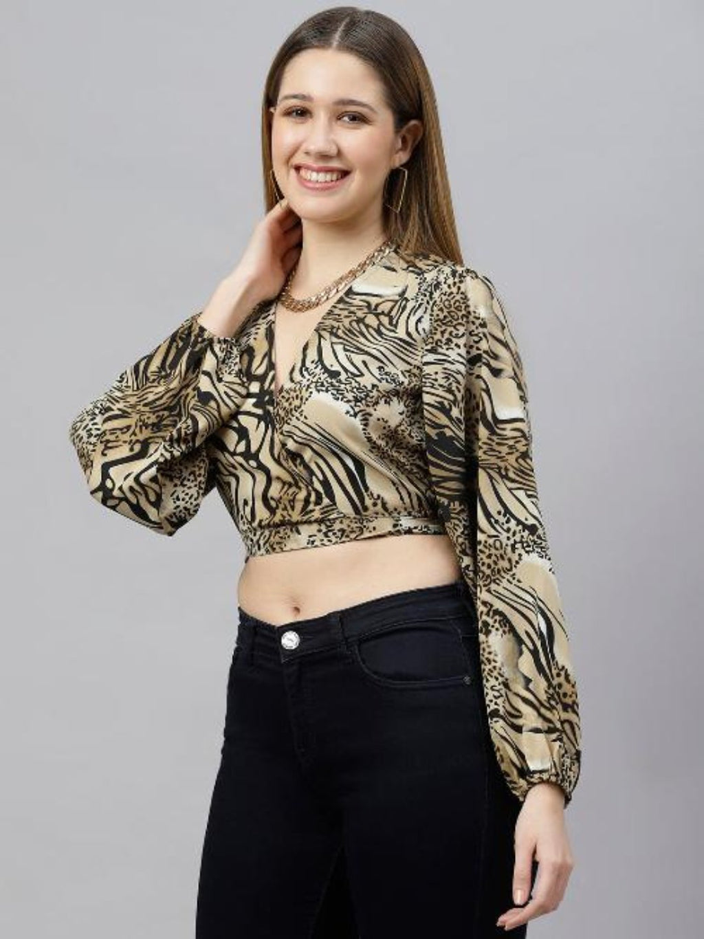 FLAMBOYANTTREND Animal Print Crop Top By Flamboyant Tops