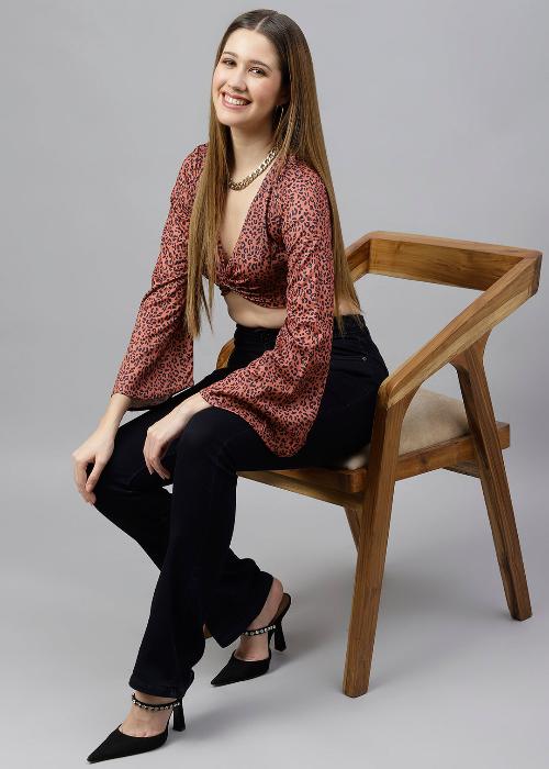 FLAMBOYANTTREND Animal Print Crop Top By Flamboyant Top