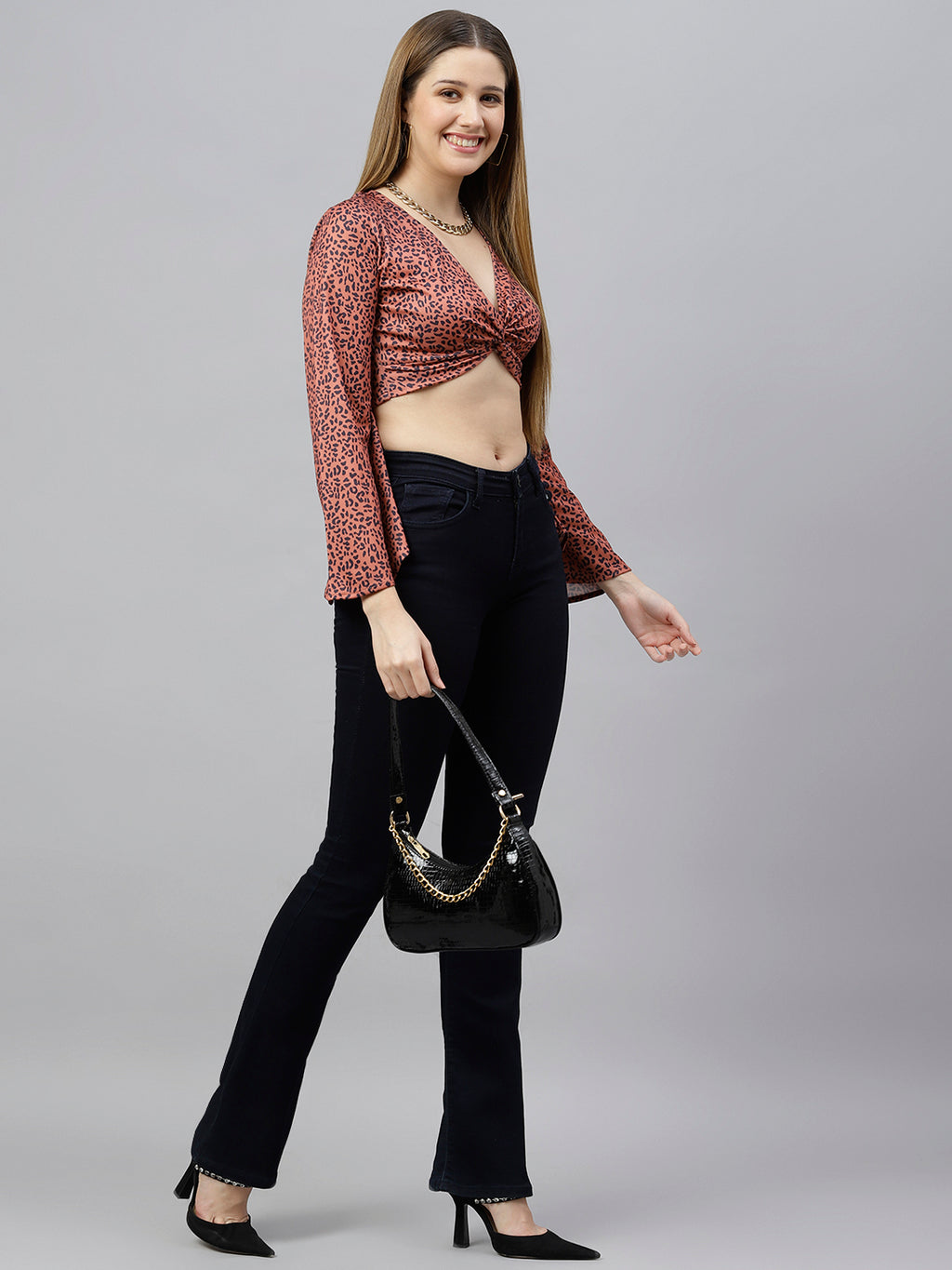 FLAMBOYANTTREND Animal Print Crop Top By Flamboyant Top