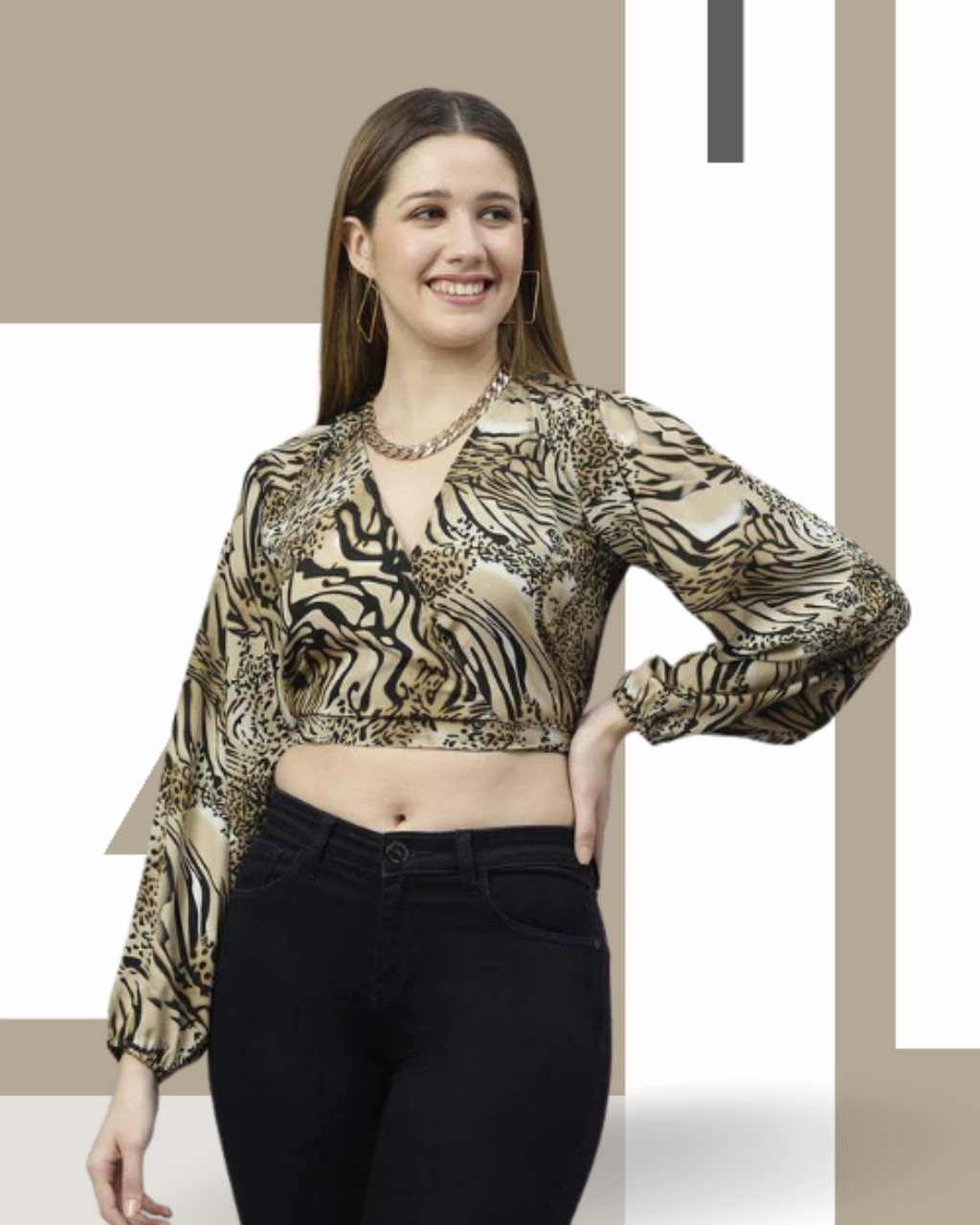 FLAMBOYANTTREND Animal Print Crop Top By Flamboyant Tops