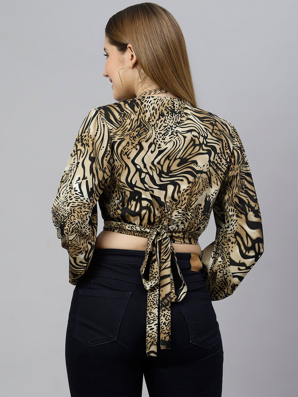 FLAMBOYANTTREND Animal Print Crop Top By Flamboyant Tops